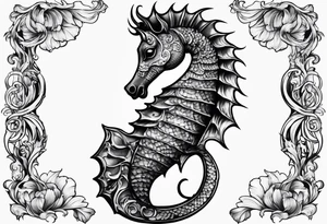 Seahorse side profile big evil tattoo idea