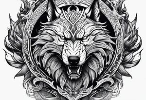 Valhalla sword shield dragon wolf tattoo idea