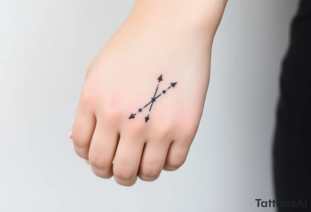 Can you design a few options for a meaningful minimal tattoo with dots, lines or stars that represents my kids? Three are living and two are deceased and I want something that represents that difference by having solid and hollow elements. Put on fingers tattoo idea
