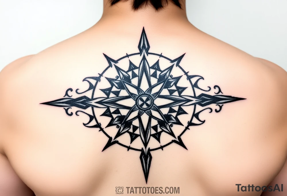 Double layered Compass rose tattoo idea