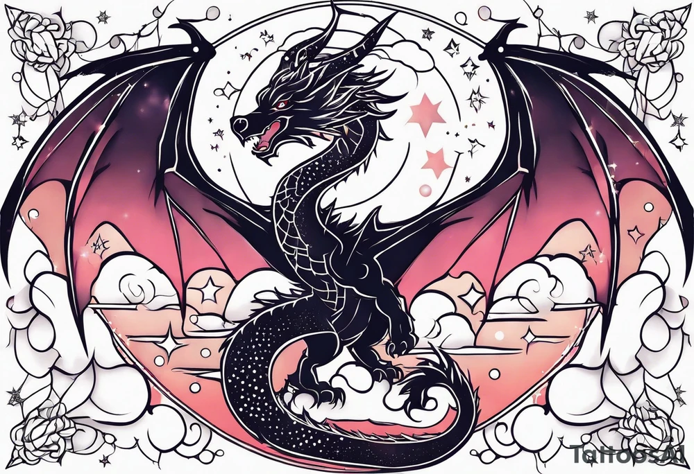 Constellation, wing , snow , cross , dragon japan kawaii tattoo idea