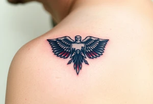 A Czech paratrooper badge with realistic shading, honoring military history with silver, red, and blue tones tattoo idea