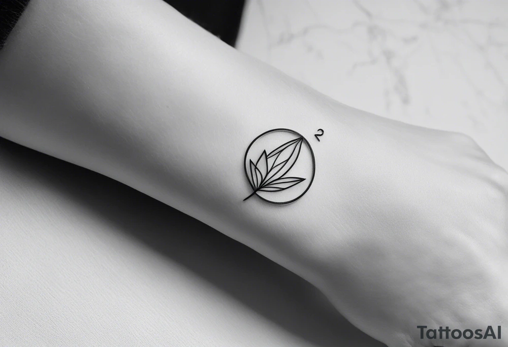 Minimalist tattoo with ultra-thin lines, where the number 22 is the main element, representing luck and eternal love with my girlfriend. The design should be subtle and elegant, with an abstract or geometric detail symbolizing our bond and special connection. Ideally in black and white, with a modern and timeless style, perfect for the forearm, chest, or behind the ear tattoo idea
