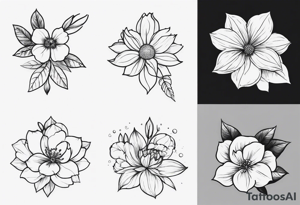 create a tattoo that has the birth month flowers of december, november, february, may, and july tattoo idea