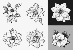 create a tattoo that has the birth month flowers of december, november, february, may, and july tattoo idea