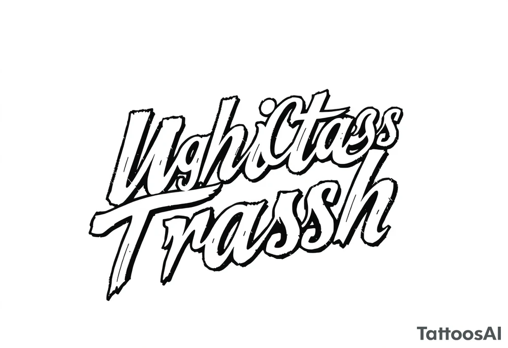 Script tattoo in fancy lettering of High Class White Trash tattoo idea