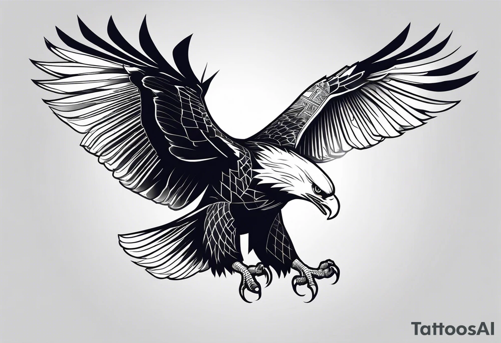 eagle full body fly vector tattoo idea
