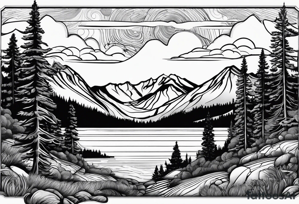 squaw valley with lake in the background tattoo idea