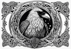 world tree with a raven and knotwork upper arm tattoo tattoo idea