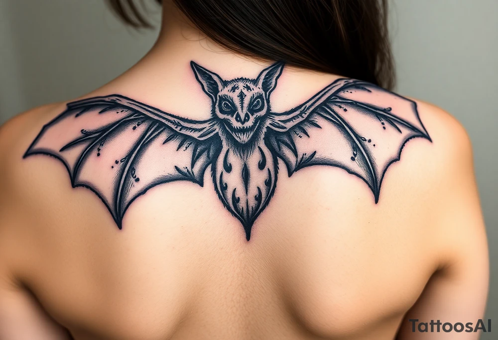 scary mutherfucking bat with scary wings sharp tattoo idea