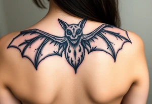 scary mutherfucking bat with scary wings sharp tattoo idea