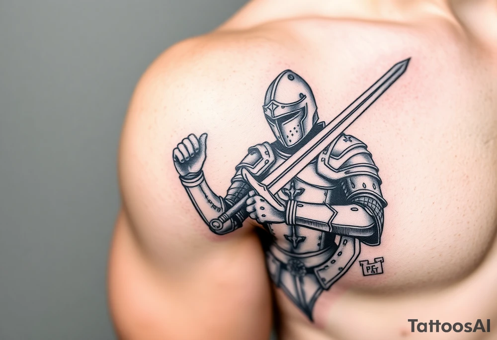 Knight with sword tattoo idea
