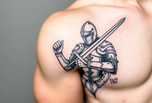 Knight with sword tattoo idea