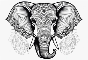 Tribal elephant face with patterns tattoo idea