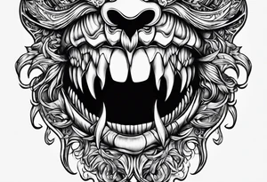 Bondage vampire teeth tattoo idea