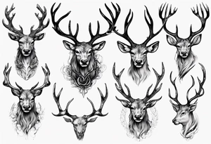 Majestic stag with exaggerated antlers tattoo idea