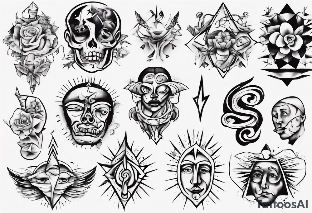Different old-school-style tattoos tattoo idea