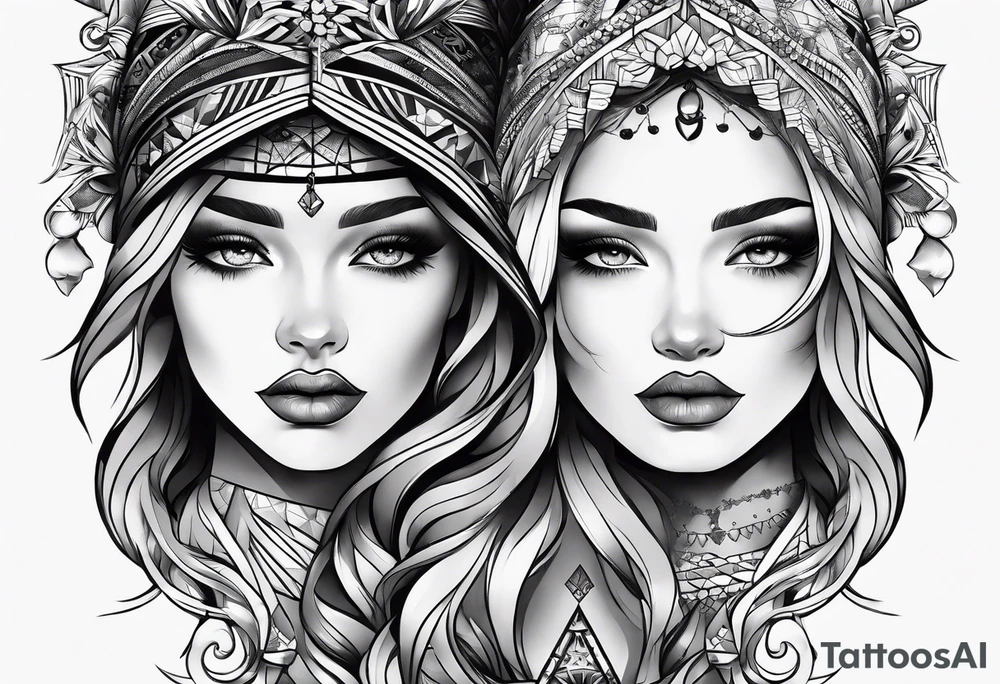 the left girl is younger and the right is mutch older tattoo idea