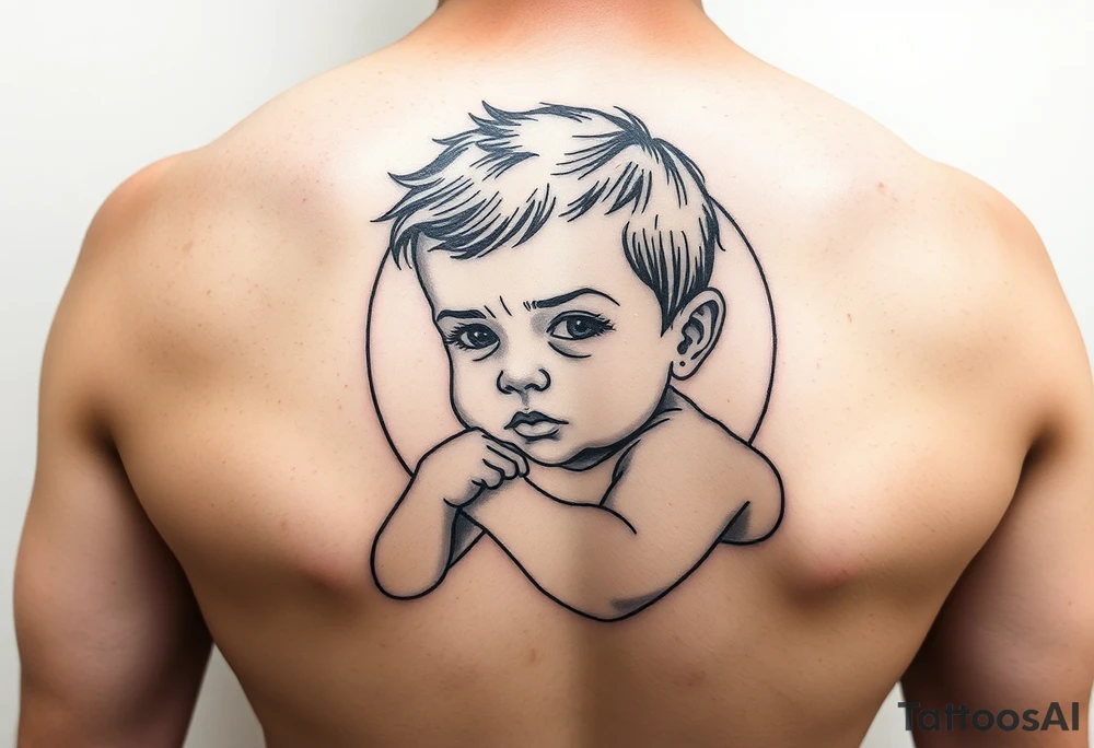 Baby boy with background tattoo idea