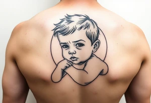 Baby boy with background tattoo idea
