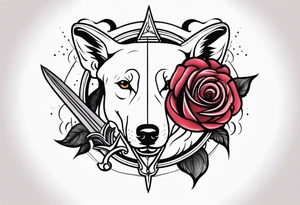 Rose with Dagger, Wolf, Butterfly, "Nice Try", vinyl record, 444 Angel, Hour Glass, Bull Terrier Portrait tattoo idea