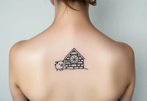 Three little pigs nursery rhyme hiding in a brick house from the big bad wolf tattoo idea