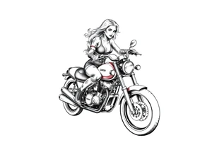 woman on a motorcycle with gambling inserts tattoo idea