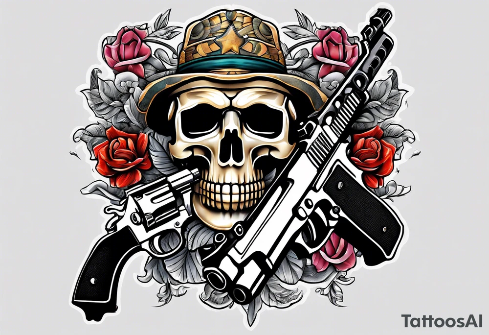 The letters AR with pistols on each side tattoo idea