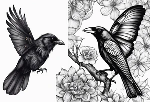 A Butterfly and a Raven together, they have the same size tattoo idea
