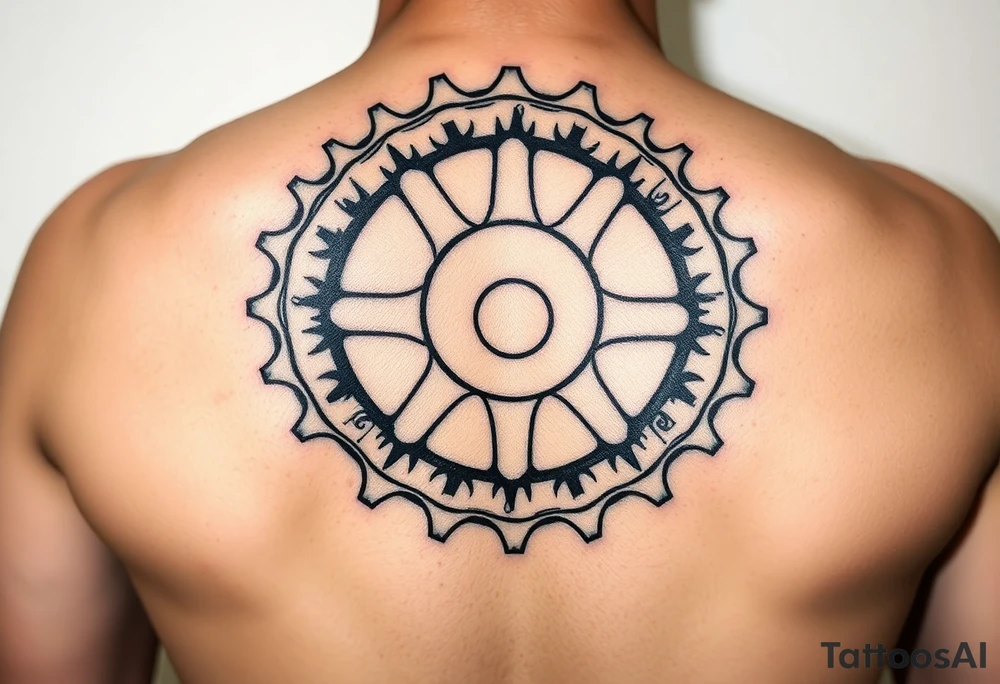 tribal bicycle cog with more pointed teeth tattoo idea