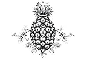 Pineapple, diamonds, crown, Design to be around vagina and anus inline with each other tattoo idea