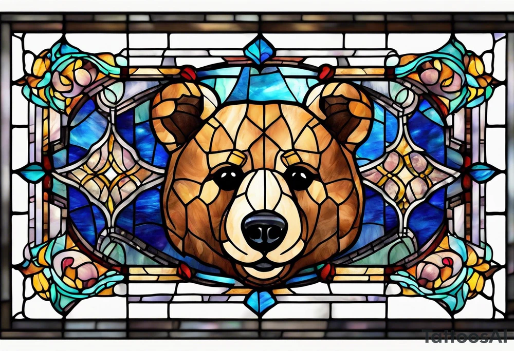 Teddy bear stain glass tattoo idea