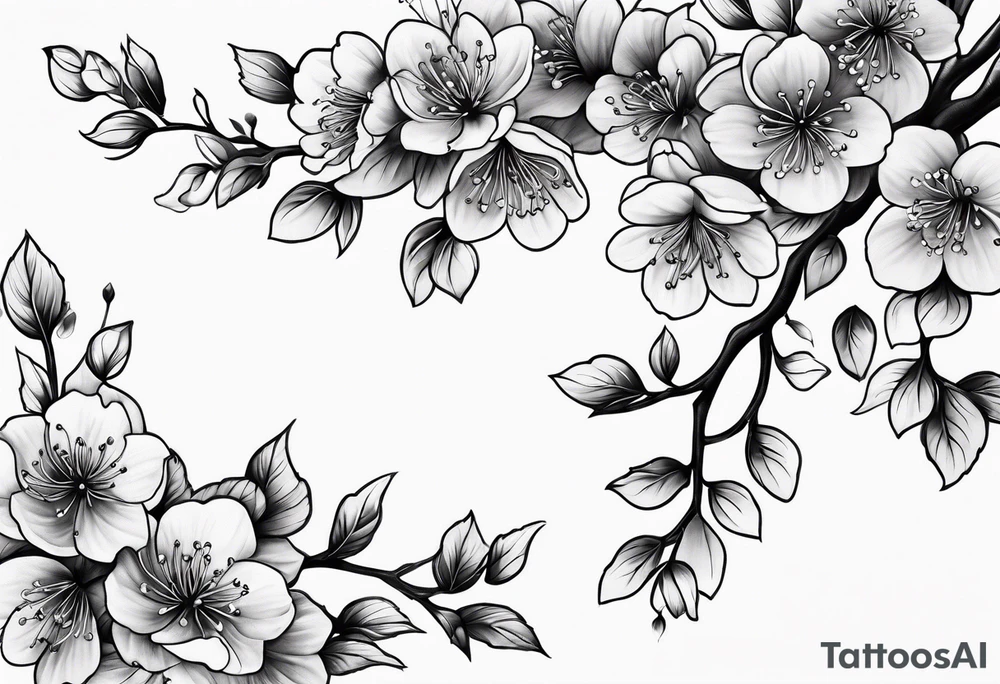 Cherry blossom leaves tattoo idea