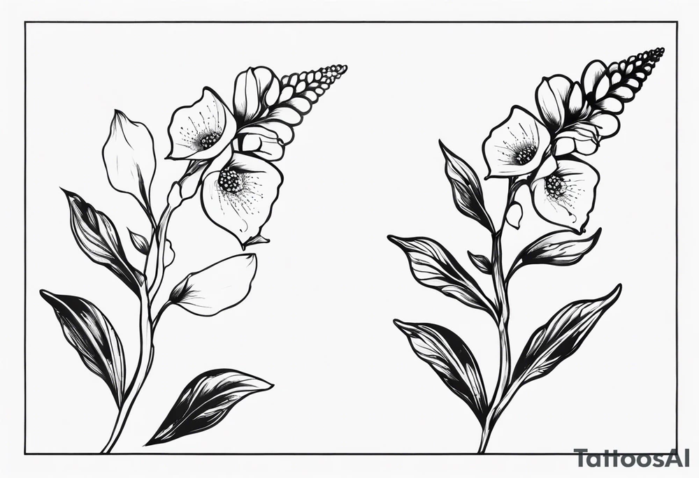 Whimsical Foxglove Plant tattoo idea