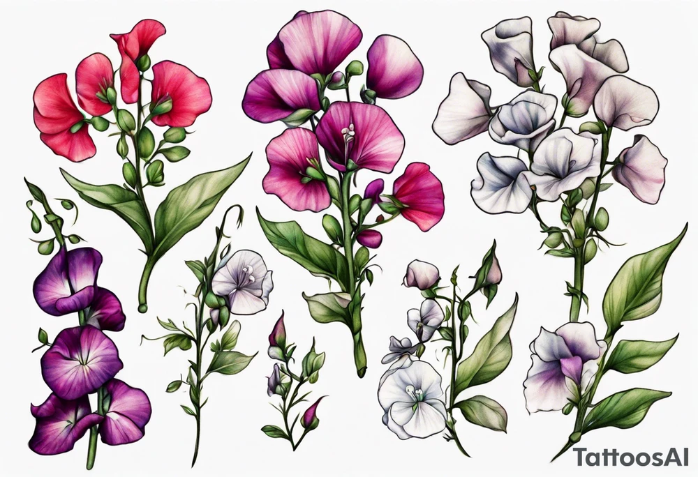 garden of sweet peas tattoo idea