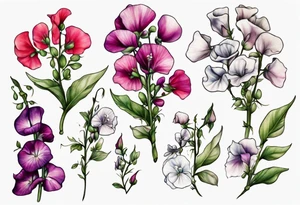 garden of sweet peas tattoo idea