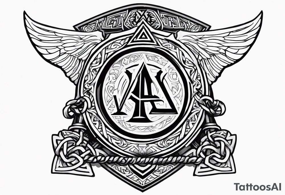 Valhalla steps shield sword axe Valknut chains tattoo idea Valhalla steps shield sword axe Valknut chains tattoo idea
