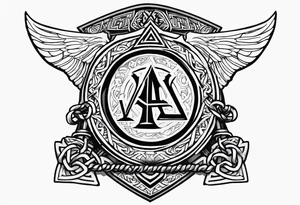 Valhalla steps shield sword axe Valknut chains tattoo idea