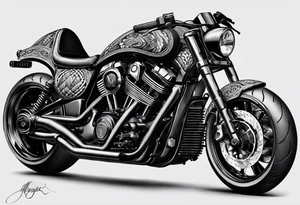 Bikergirl mit geflochtenen zöpfen tattoo idea