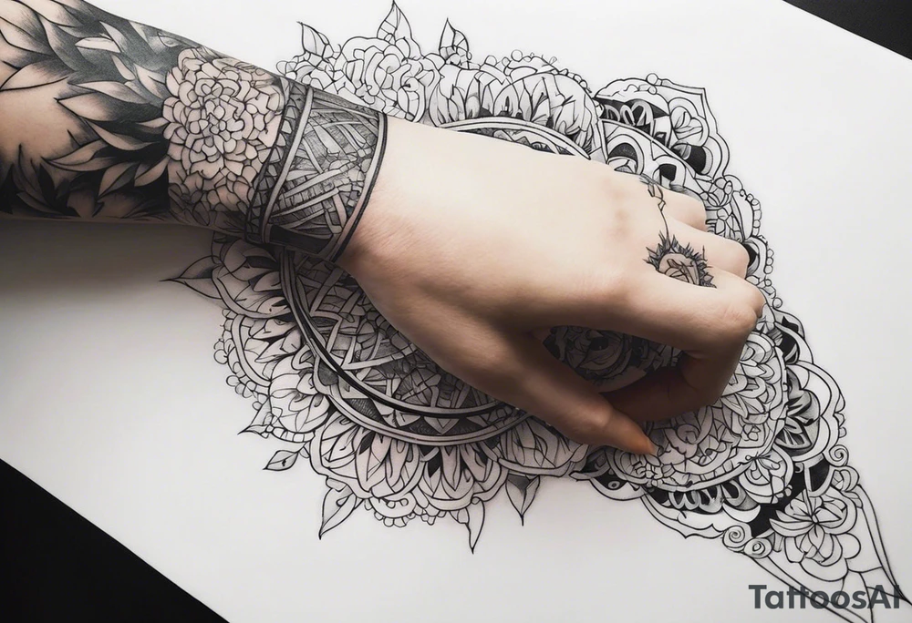 A hand holding fire tattoo idea