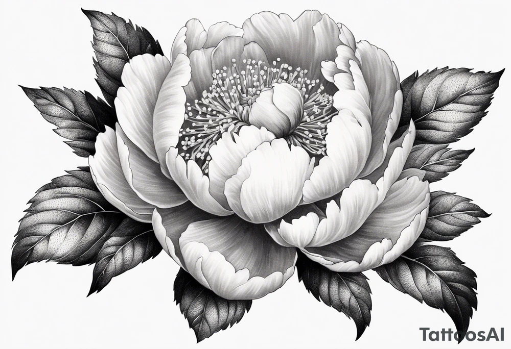 Botanical illustration peony tattoo idea