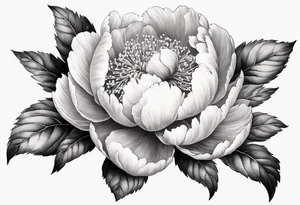 Botanical illustration peony tattoo idea