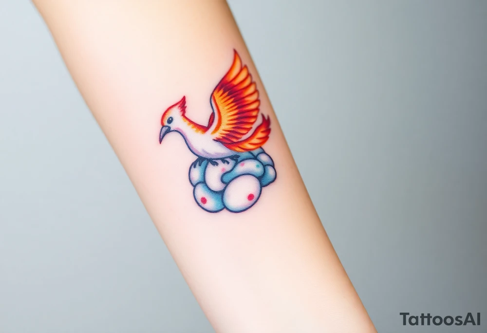 Colorful phoenix flying out of a brain tattoo idea