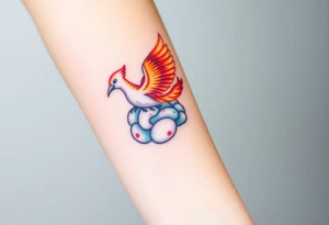 Colorful phoenix flying out of a brain tattoo idea