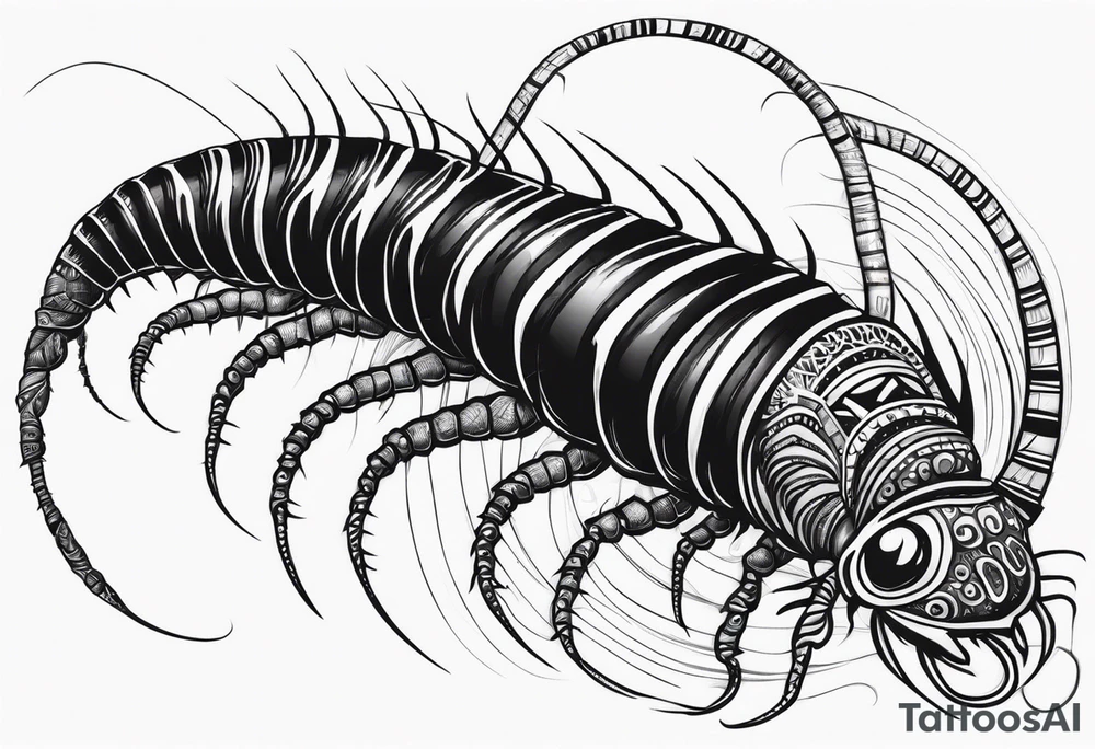 Long legs tribal centipede tattoo idea