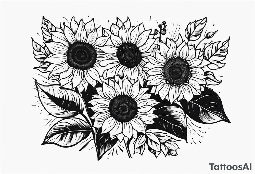 stamp  and sunflowers inside tattoo idea
