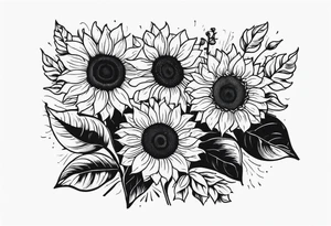 stamp  and sunflowers inside tattoo idea