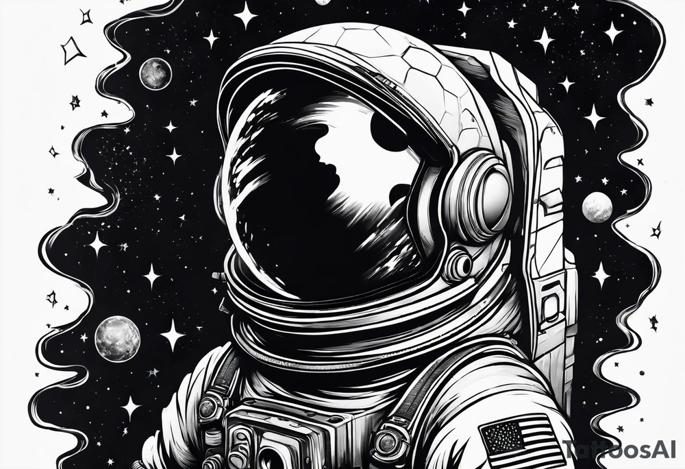 A astronaut a black hole tattoo idea