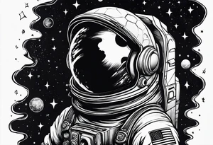 A astronaut a black hole tattoo idea