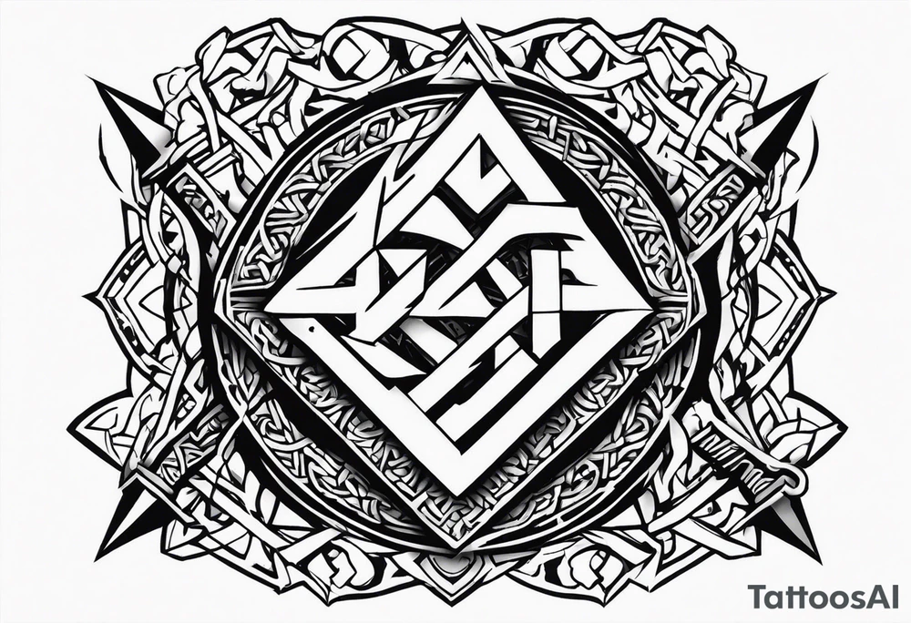 Valhalla sword shield dragon axe Valknut barbed wire
steps tattoo idea Valhalla sword shield dragon axe Valknut barbed wire
steps tattoo idea